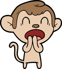 yawning cartoon monkey