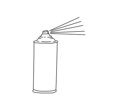recommend clip art: Vector isolated one single spraying aerosol can colorless black and white contour line easy drawing