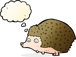 cartoon hedgehog with thought bubble