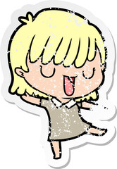 distressed sticker of a cartoon woman