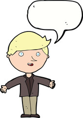 cartoon man in casual jacket with speech bubble