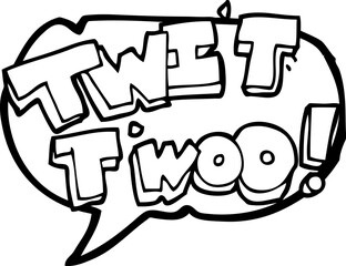 freehand drawn speech bubble cartoon twit two owl call text