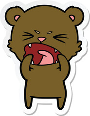 sticker of a angry cartoon bear