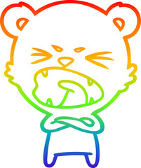 rainbow gradient line drawing of a angry cartoon polar bear