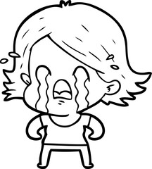 cartoon woman crying
