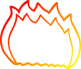 warm gradient line drawing of a cartoon blue flame