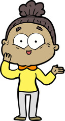 cartoon happy old woman