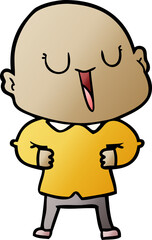 happy cartoon bald man