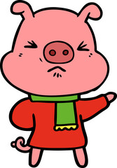 cartoon angry pig