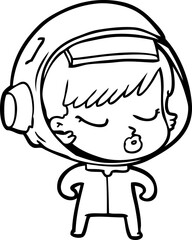 cartoon pretty astronaut girl