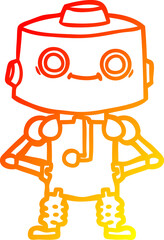 warm gradient line drawing of a cartoon robot