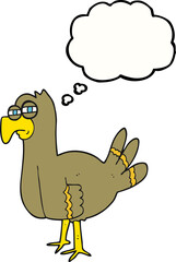 freehand drawn thought bubble cartoon bird