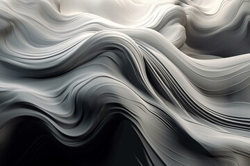 Grey and white abstract waves and lines. Futuristic backdrop. Generative AI