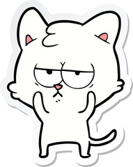 sticker of a bored cartoon cat