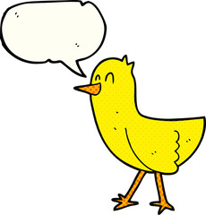 freehand drawn comic book speech bubble cartoon bird
