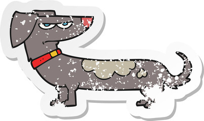 retro distressed sticker of a cartoon annoyed dog