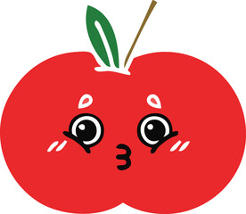 flat color retro cartoon of a red apple