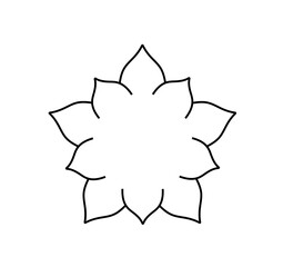 Vector isolated one single simplest five petals flower shape colorless black and white contour line easy drawing