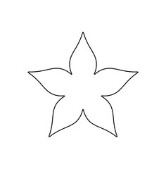 Vector isolated one single simplest five petals flower shape colorless black and white contour line easy drawing