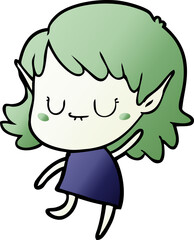 happy cartoon elf girl wearing dress