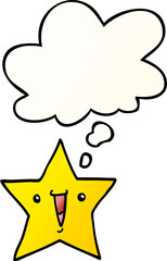 cartoon star with thought bubble in smooth gradient style