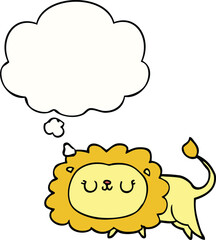 cartoon lion with thought bubble