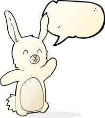 cartoon happy rabbit with speech bubble