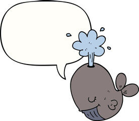 cartoon spouting whale with speech bubble