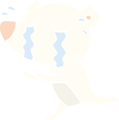 flat color style cartoon crying polar bear