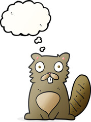 Naklejka premium freehand drawn thought bubble cartoon beaver