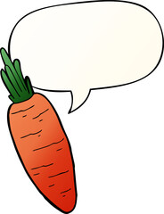cartoon carrot with speech bubble in smooth gradient style