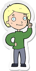 sticker of a cartoon boy with idea