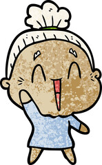 cartoon happy old lady