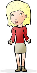 cartoon woman shrugging shoulders