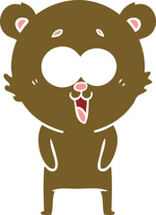 laughing teddy  bear flat color style cartoon