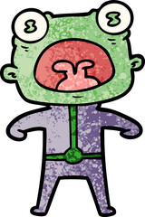 cartoon weird alien shouting