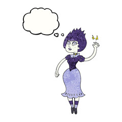 freehand drawn thought bubble textured cartoon vampire girl