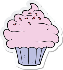 sticker of a cartoon cupcake
