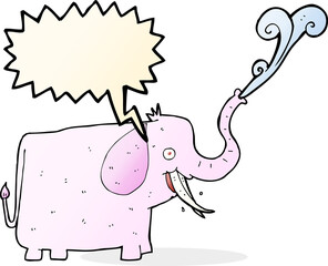 cartoon happy elephant with speech bubble