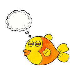 freehand drawn thought bubble textured cartoon fish