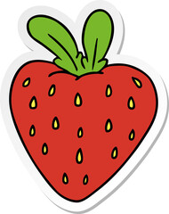 Obraz premium hand drawn sticker cartoon doodle of a fresh strawberry