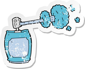 retro distressed sticker of a cartoon spray can