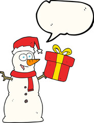 freehand drawn speech bubble cartoon snowman