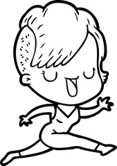cute cartoon girl with hipster haircut