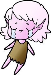 cartoon crying elf girl