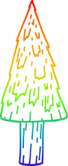 rainbow gradient line drawing of a cartoon christmas tree