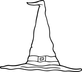 line drawing cartoon witch hat