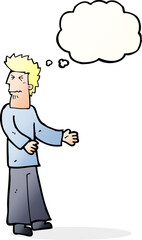 cartoon disgusted man with thought bubble