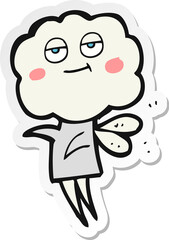 sticker of a cartoon cute cloud head imp