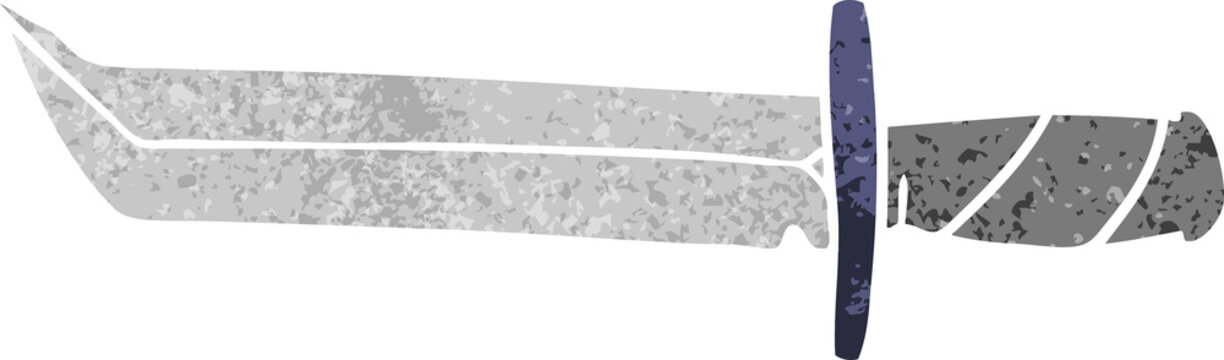 hand drawn retro cartoon doodle of a short dagger